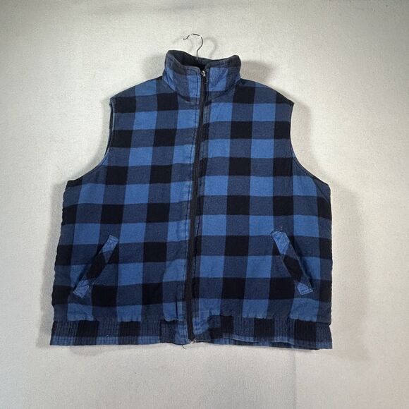 Vtg Woodland Vest Mens XL Buffalo Plaid Flannel Insulated Lumberjack 80s 90s - Picture 1 of 10